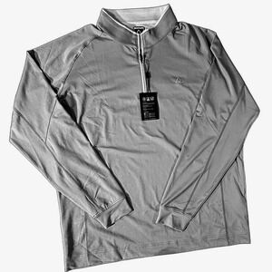 Deolax Mens 2XL Gray 1/4 Zip Pullover Golf Shirt Long Sleeve Performance Stretch